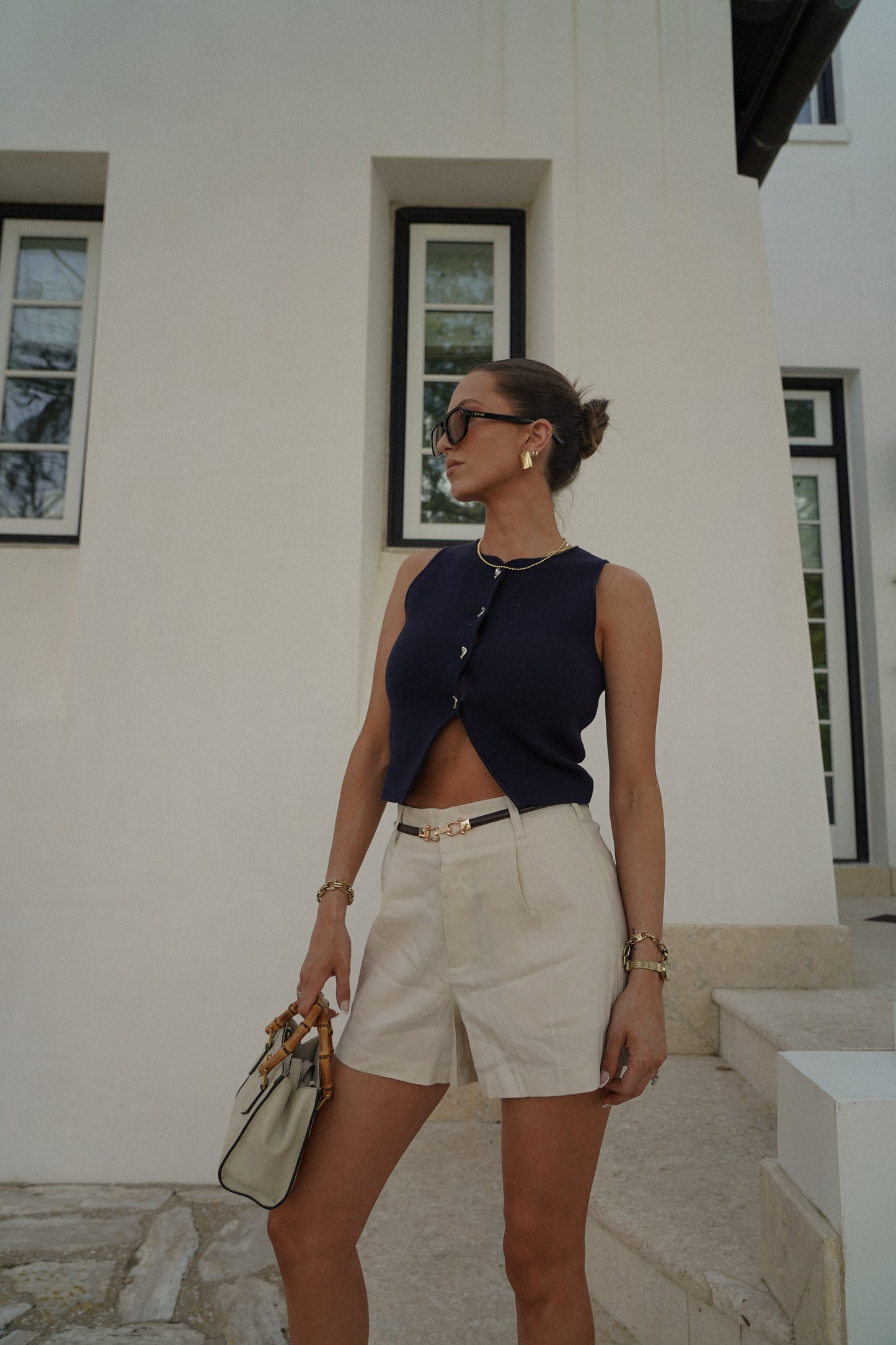 Cream Linen Shorts