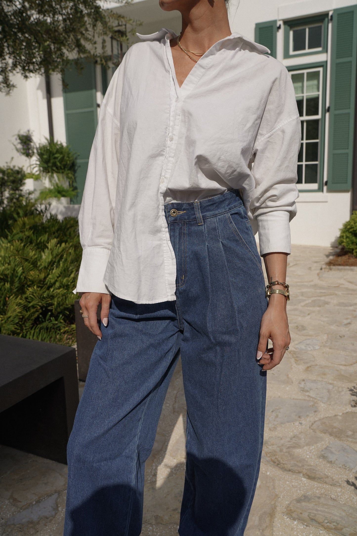 Pleated Front Jeans