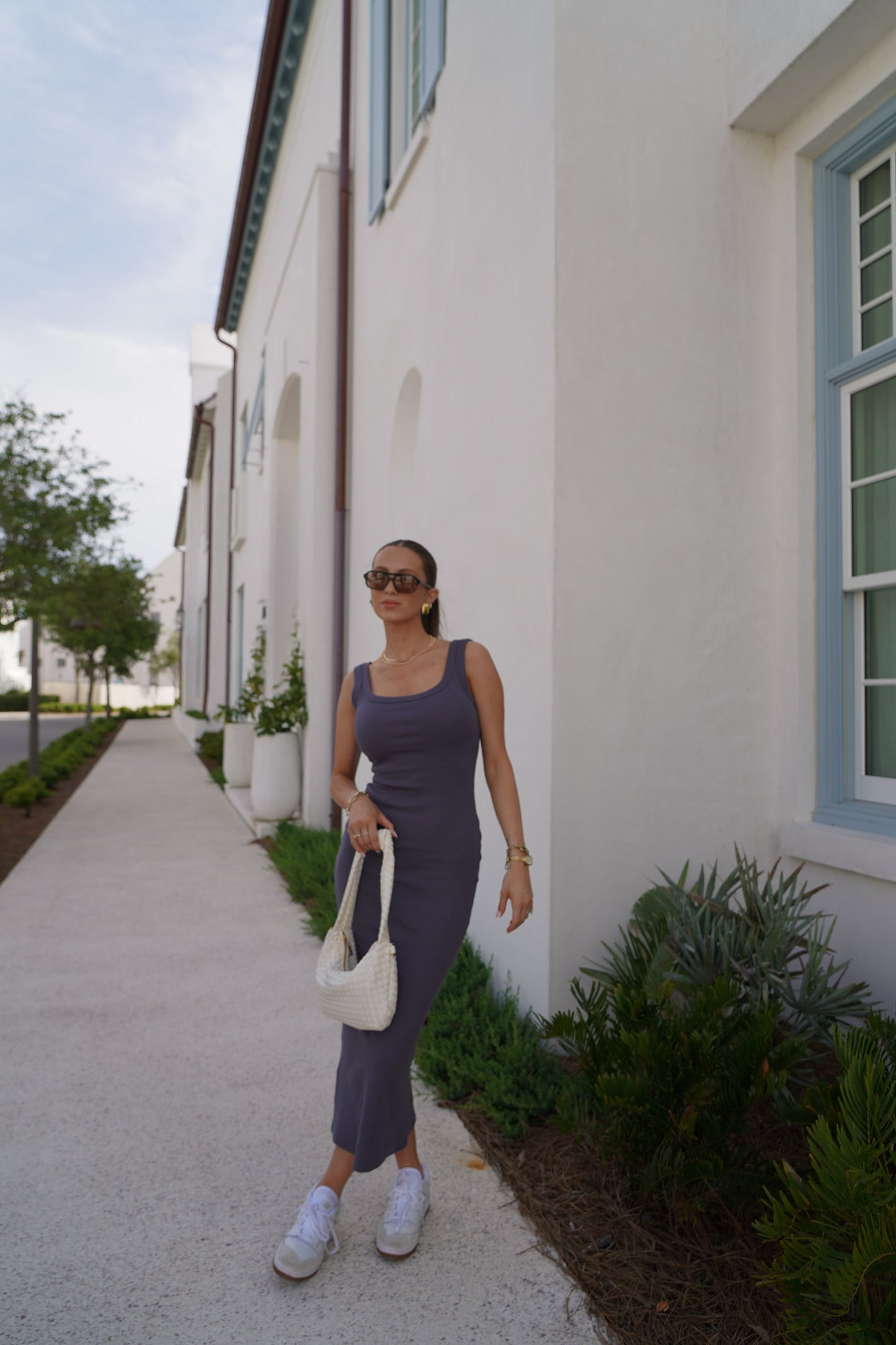 Grey Ribbed Maxi Dress