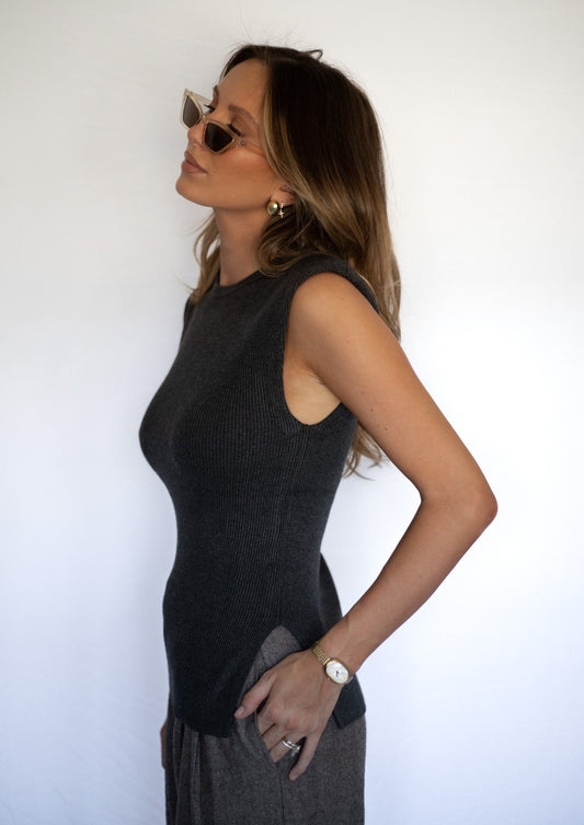 Sleeveless Charcoal Top