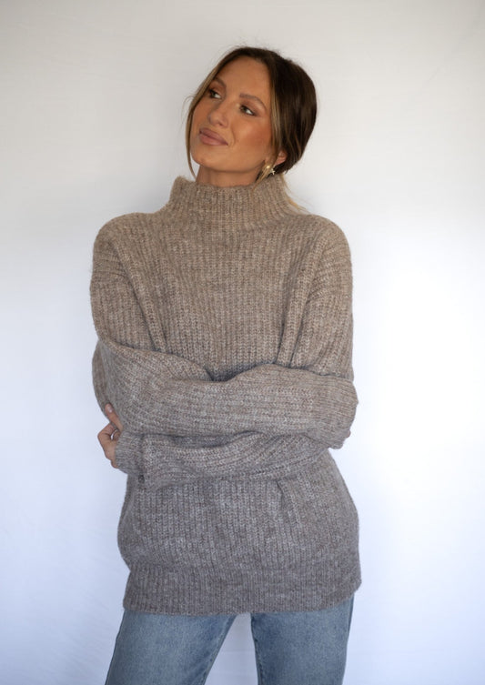 Taupe Wool Blend Sweater