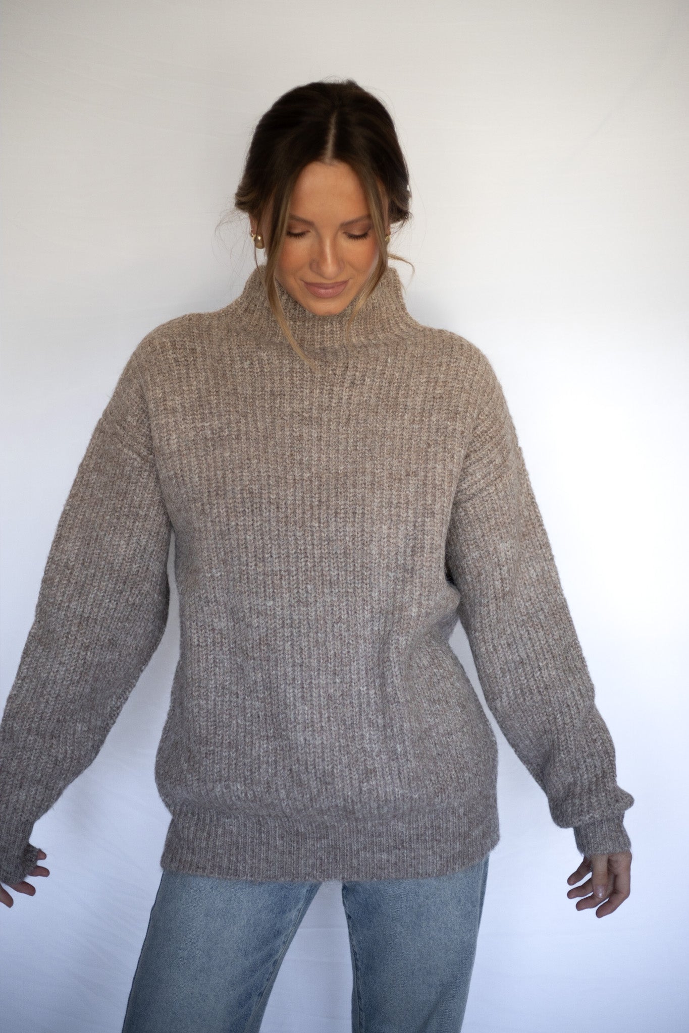 Taupe Wool Blend Sweater