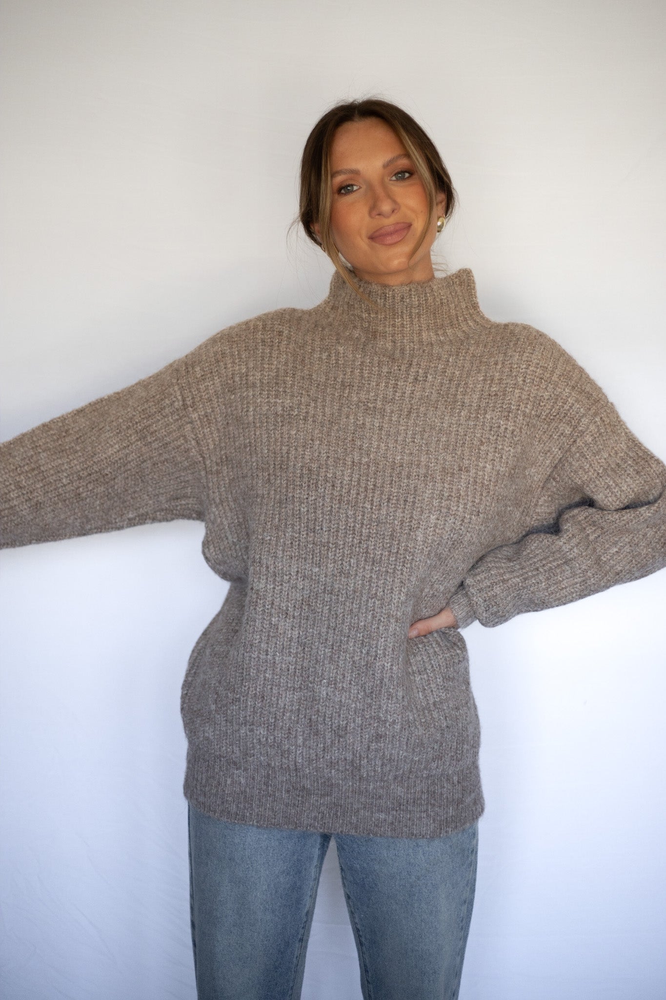 Taupe Wool Blend Sweater